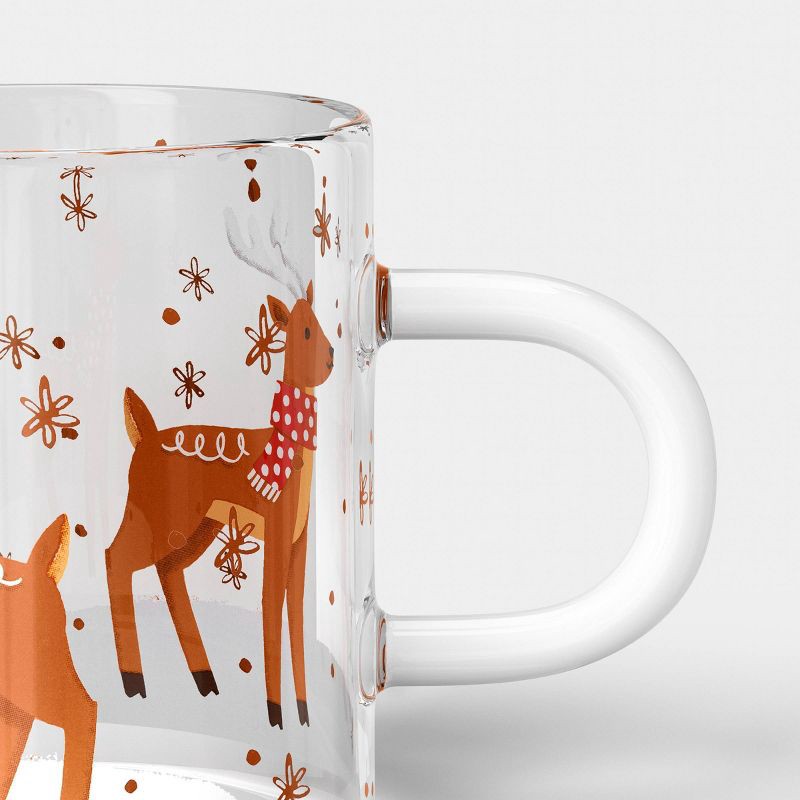 slide 3 of 3, 15.2 fl oz Christmas Reindeer Print Glass Mug - Wondershop™, 15.2 fl oz