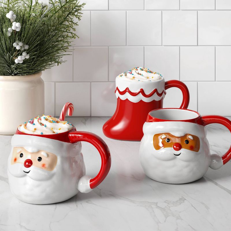 slide 2 of 3, 16 fl oz Christmas Earthenware Figural Stocking Mug - Wondershop™, 16 fl oz