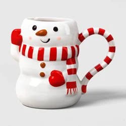 16 fl oz Christmas Earthenware Figural Snowman Mug - Wondershop™