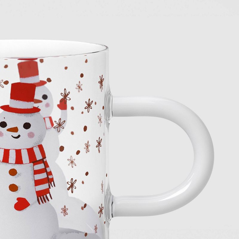 slide 3 of 3, 15.2 fl oz Christmas Snowman Print Glass Mug - Wondershop™, 15.2 fl oz