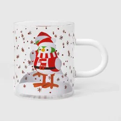 15.2 fl oz Christmas Featherly Friends Print Glass Mug - Wondershop™