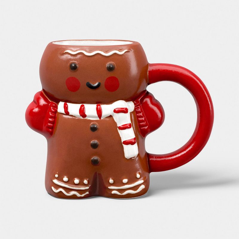 slide 1 of 3, 5 fl oz Christmas Stoneware Figural Gingerbread Man Mini Mug - Wondershop™, 5 fl oz