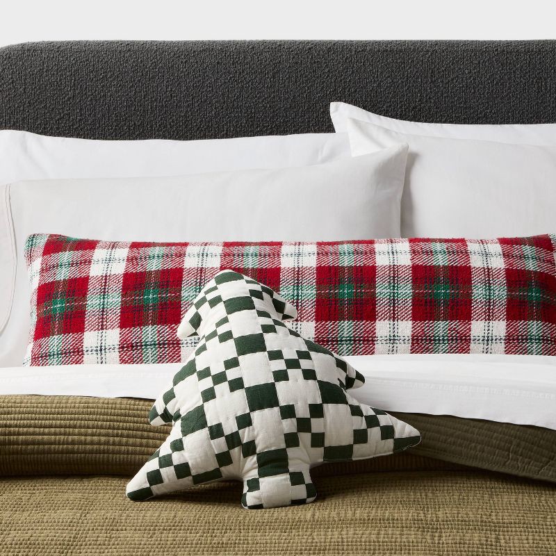 slide 2 of 4, Holiday Tree Shaped Decorative Throw Pillow Green - Threshold™, 1 ct