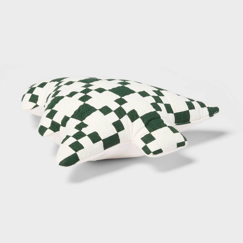 slide 3 of 4, Holiday Tree Shaped Decorative Throw Pillow Green - Threshold™, 1 ct