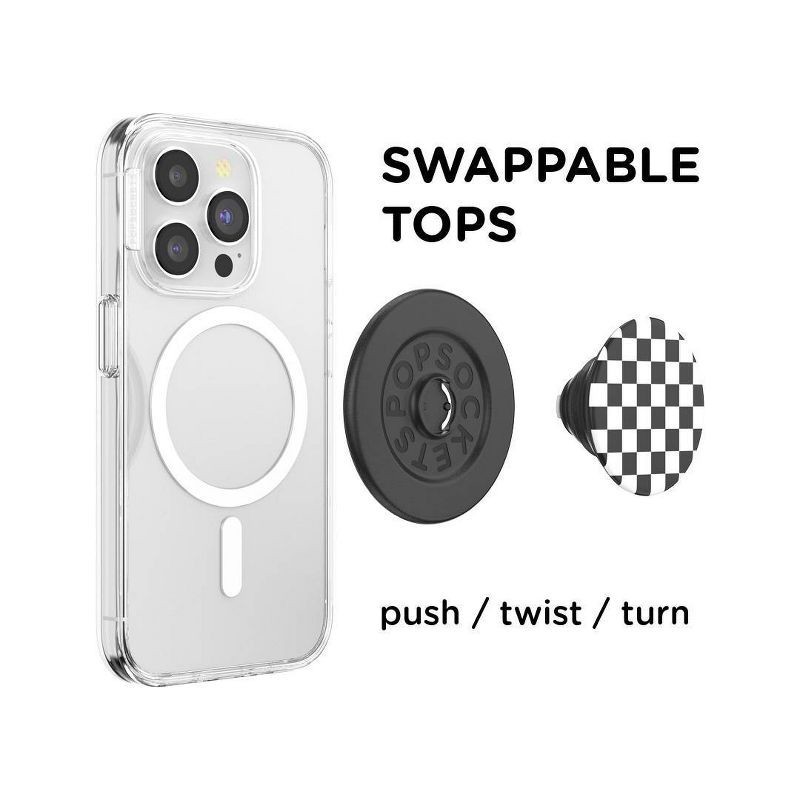 slide 3 of 5, PopSockets Magnetic Phone Grip with MagSafe Magnetic Adapter Ring Included - Checker Black, 1 ct