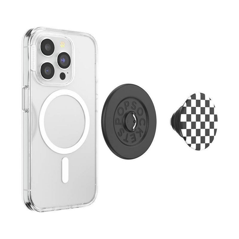 slide 4 of 5, PopSockets Magnetic Phone Grip with MagSafe Magnetic Adapter Ring Included - Checker Black, 1 ct