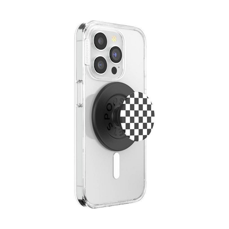 slide 5 of 5, PopSockets Magnetic Phone Grip with MagSafe Magnetic Adapter Ring Included - Checker Black, 1 ct