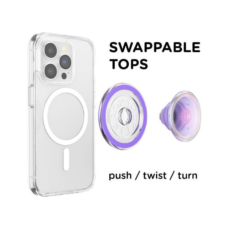 slide 3 of 5, PopSockets Magnetic Phone Grip with MagSafe Magnetic Adapter Ring Included - Purple Opalescent, 1 ct