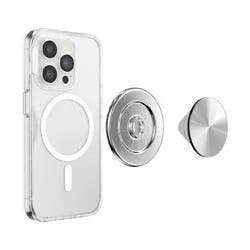 PopSockets Magnetic Phone Grip with MagSafe Magnetic Adapter Ring Included - Aluminum Radial Silver
