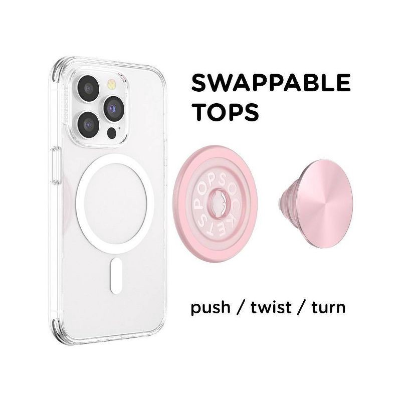 slide 3 of 5, PopSockets Magnetic Phone Grip with MagSafe Magnetic Adapter Ring Included - Aluminum Dusty Rose, 1 ct