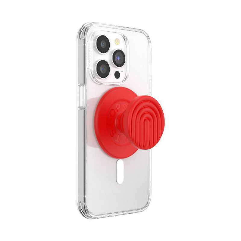slide 2 of 5, PopSockets Magnetic Phone Grip with MagSafe Magnetic Adapter Ring Included - Curves Rosso, 1 ct