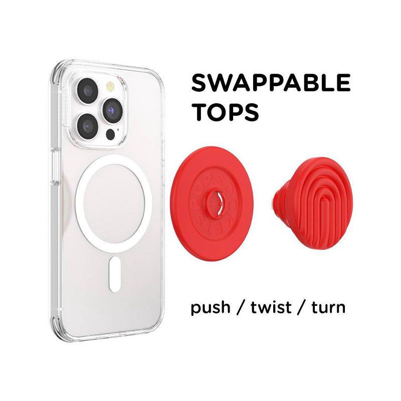 slide 3 of 5, PopSockets Magnetic Phone Grip with MagSafe Magnetic Adapter Ring Included - Curves Rosso, 1 ct