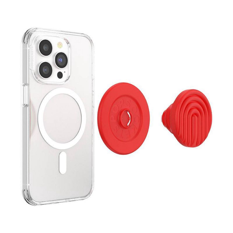 slide 4 of 5, PopSockets Magnetic Phone Grip with MagSafe Magnetic Adapter Ring Included - Curves Rosso, 1 ct