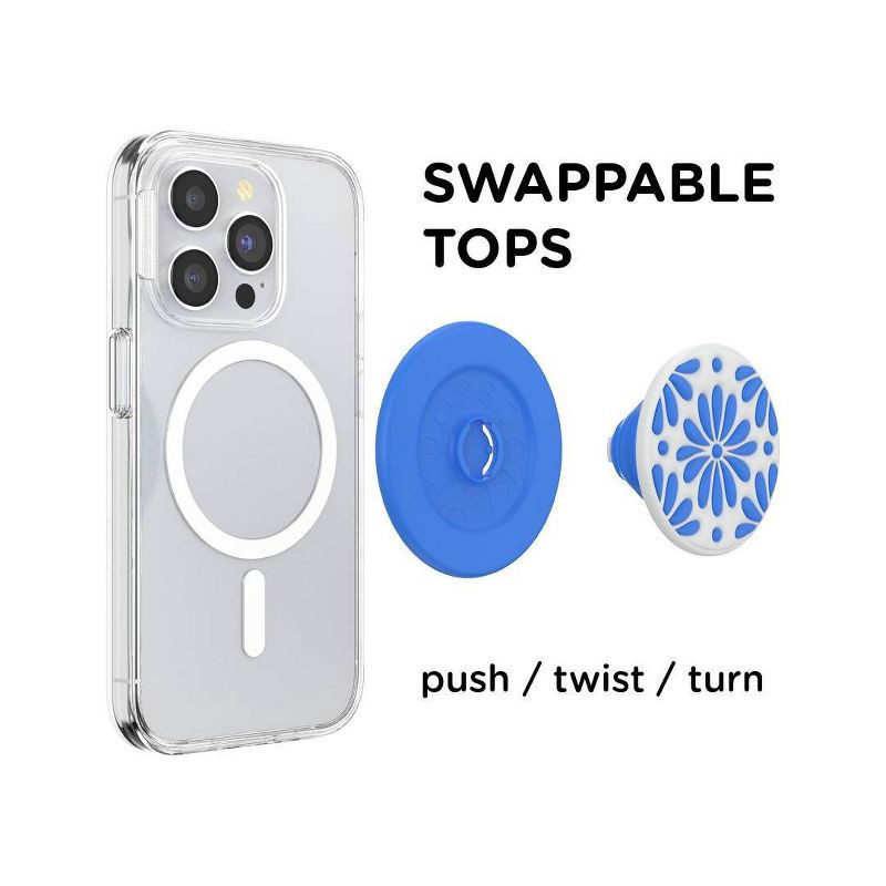 slide 3 of 5, PopSockets Magnetic Phone Grip with MagSafe Magnetic Adapter Ring Included - Glazed Cobalt, 1 ct