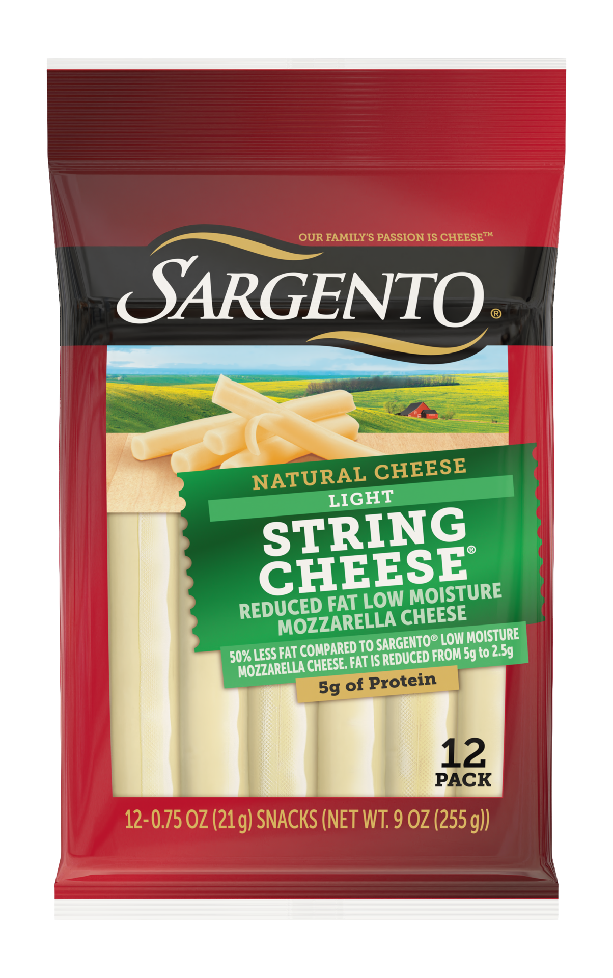 slide 1 of 62, Sargento Reduced Fat Low Moisture Part-Skim Mozzarella Natural Cheese Light String Cheese Snacks, 9 oz., 12-Count, 9 oz