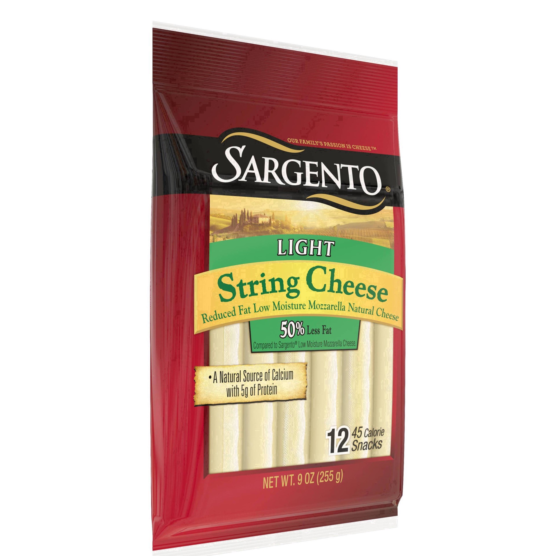 slide 43 of 62, Sargento Reduced Fat Low Moisture Part-Skim Mozzarella Natural Cheese Light String Cheese Snacks, 9 oz., 12-Count, 9 oz
