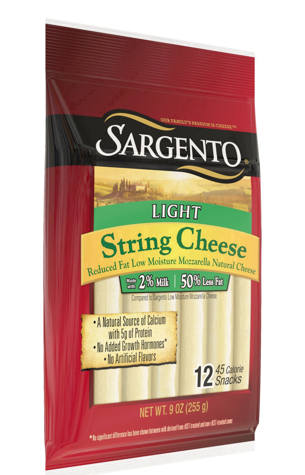 slide 59 of 62, Sargento Reduced Fat Low Moisture Part-Skim Mozzarella Natural Cheese Light String Cheese Snacks, 9 oz., 12-Count, 9 oz