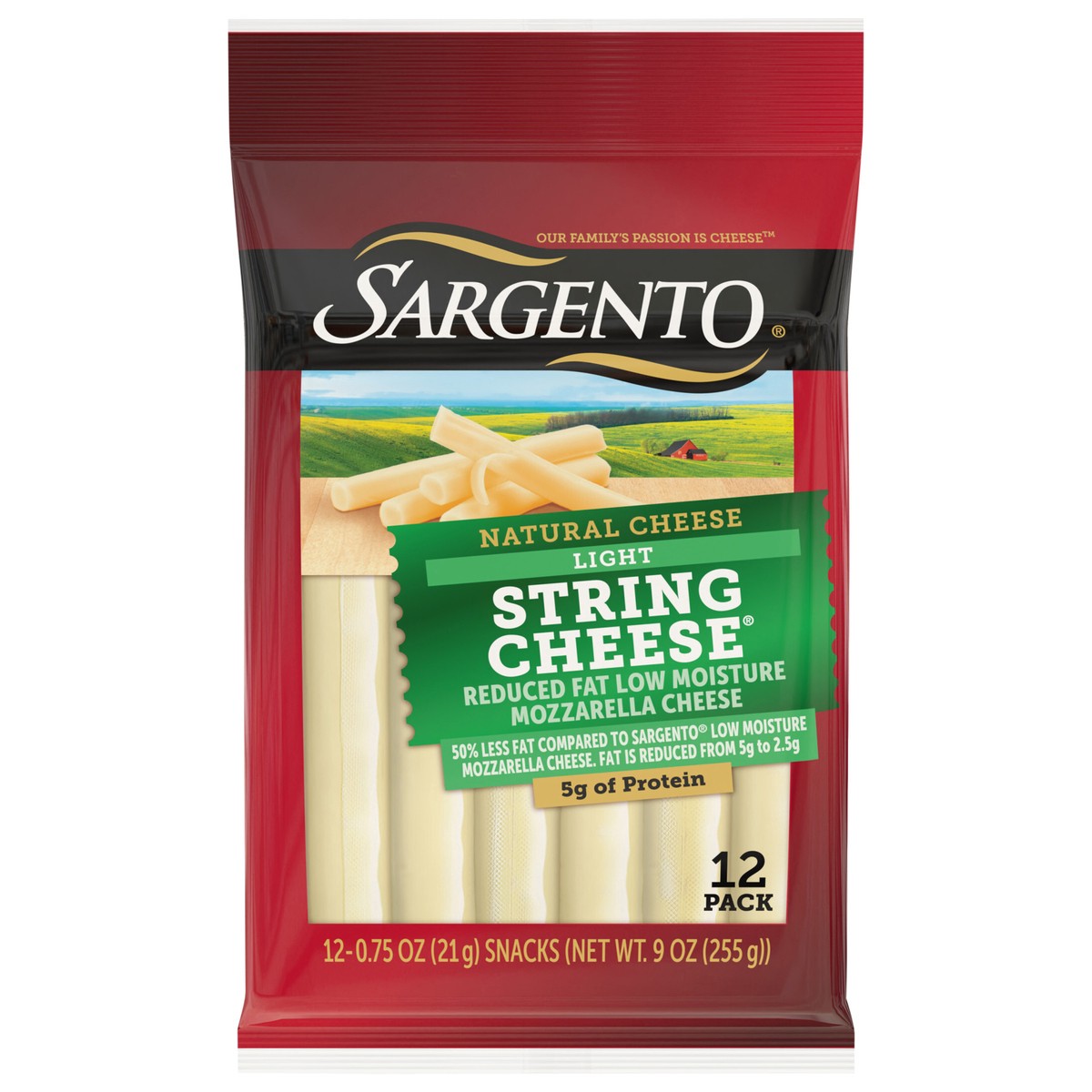 slide 1 of 62, Sargento Reduced Fat Low Moisture Part-Skim Mozzarella Natural Cheese Light String Cheese Snacks, 12-Count, 12 ct