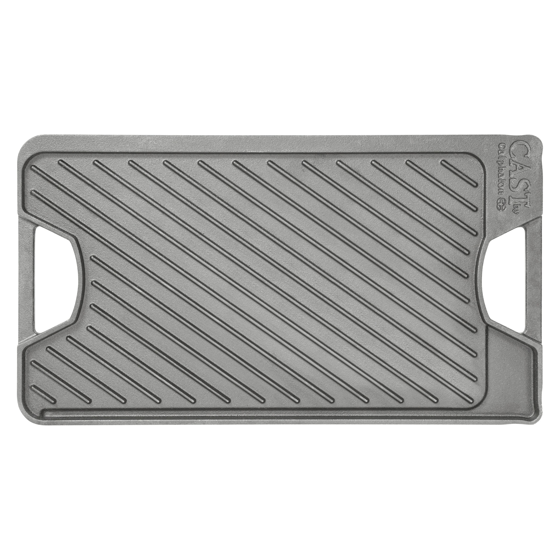 slide 1 of 1, Calphalon Pre-Seasoned Reversible Cast Iron Grill/Griddle, 10 in x 18 in