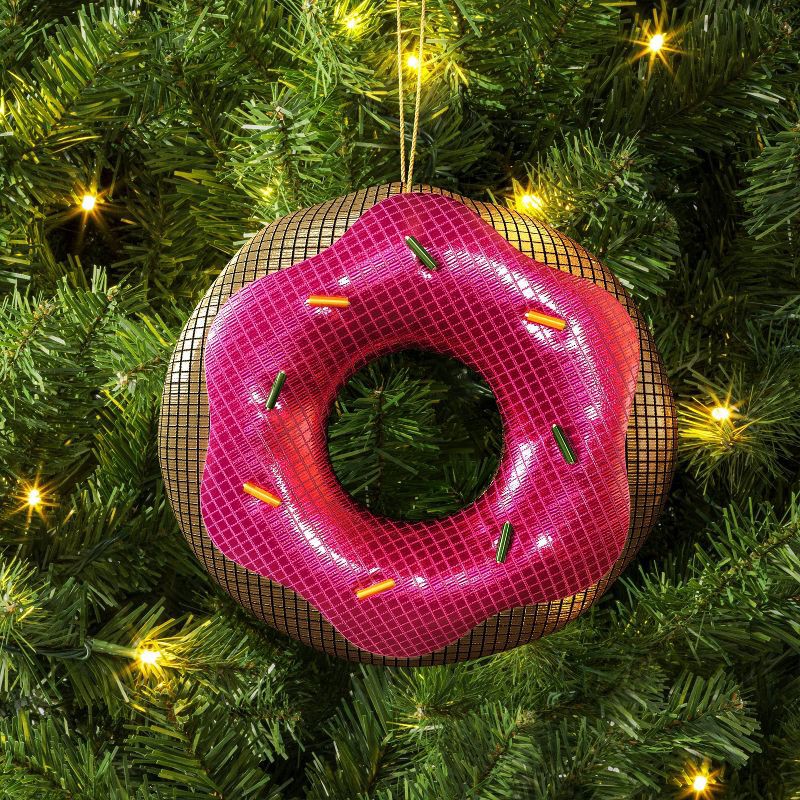 slide 2 of 3, 3" Christmas Fabric Disco Donut Ornament - Wondershop™, 1 ct