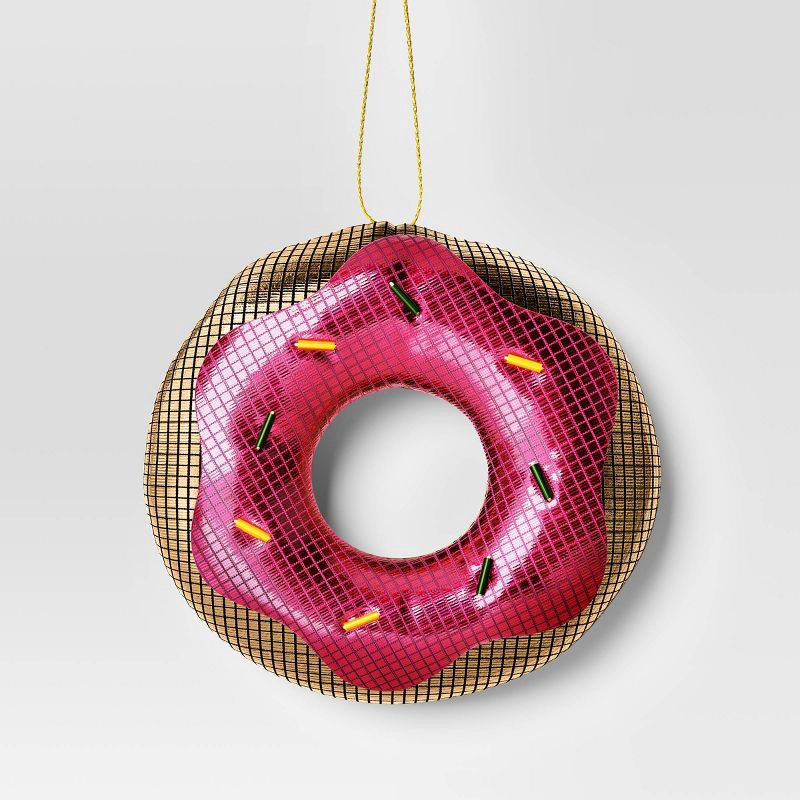 slide 1 of 3, 3" Christmas Fabric Disco Donut Ornament - Wondershop™, 1 ct
