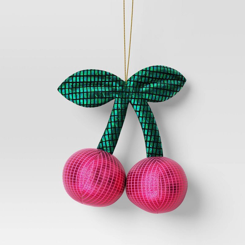 slide 1 of 3, 3" Christmas Fabric Disco Cherries Ornament - Wondershop™, 1 ct