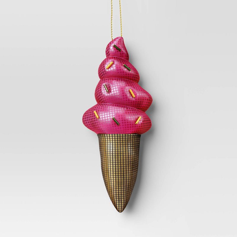 slide 1 of 3, 3" Christmas Fabric Disco Ice Cream Cone Ornament - Wondershop™, 1 ct