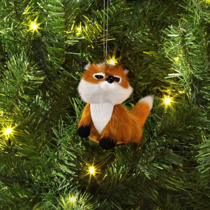 slide 2 of 3, 4" Christmas Faux Fur Animals Fox - Wondershop™, 1 ct
