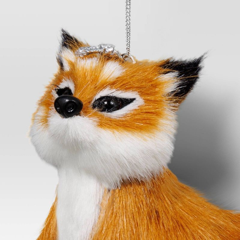 slide 3 of 3, 4" Christmas Faux Fur Animals Fox - Wondershop™, 1 ct