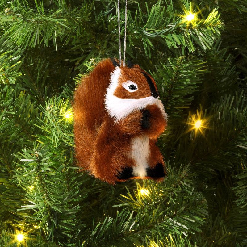 slide 2 of 3, 4" Christmas Faux Fur Animals Squirrel Ornament - Wondershop™, 1 ct