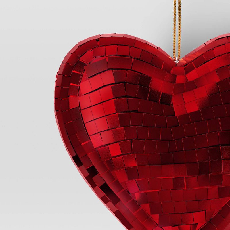 slide 3 of 3, 4" Christmas Disco Heart Ornament Red - Wondershop™, 1 ct