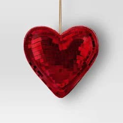 4" Christmas Disco Heart Ornament Red - Wondershop™
