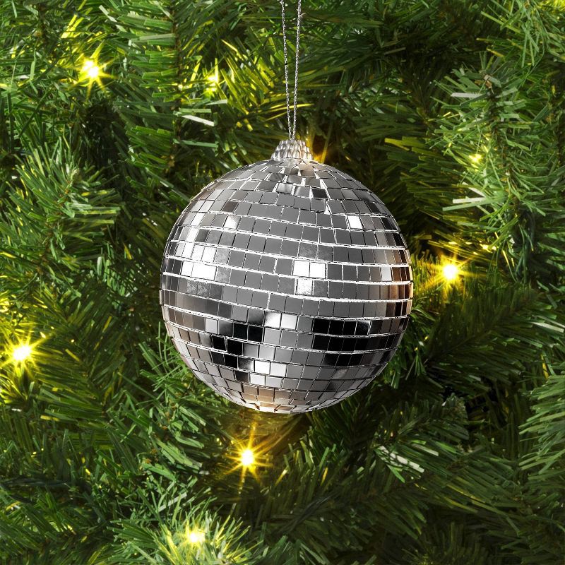 slide 2 of 3, 4" Christmas Disco Ball Ornament Silver - Wondershop™, 1 ct