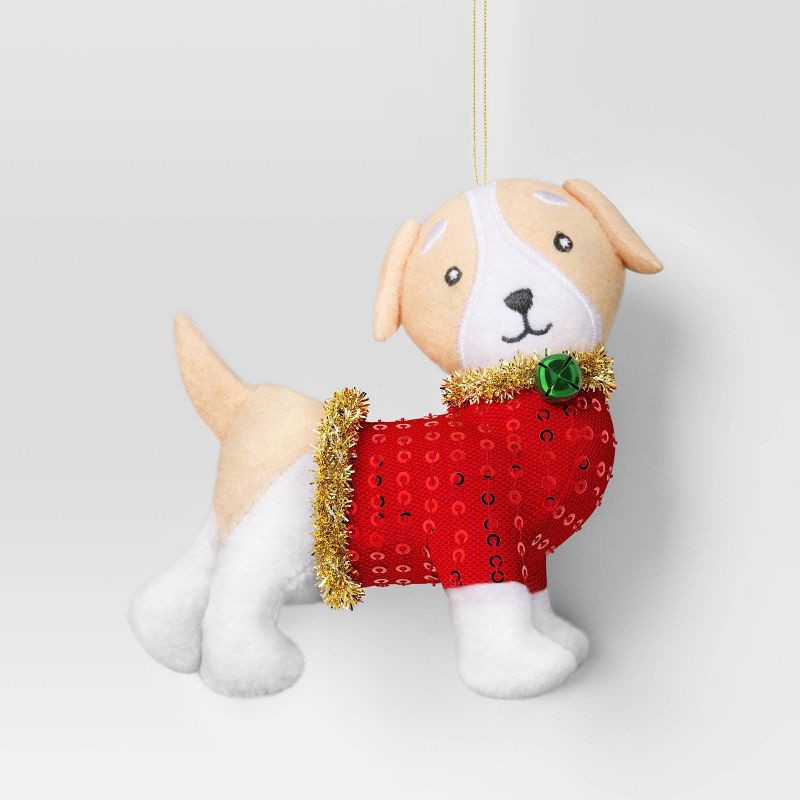 slide 1 of 3, 4" Christmas Dog Sweater Ornament - Wondershop™, 1 ct