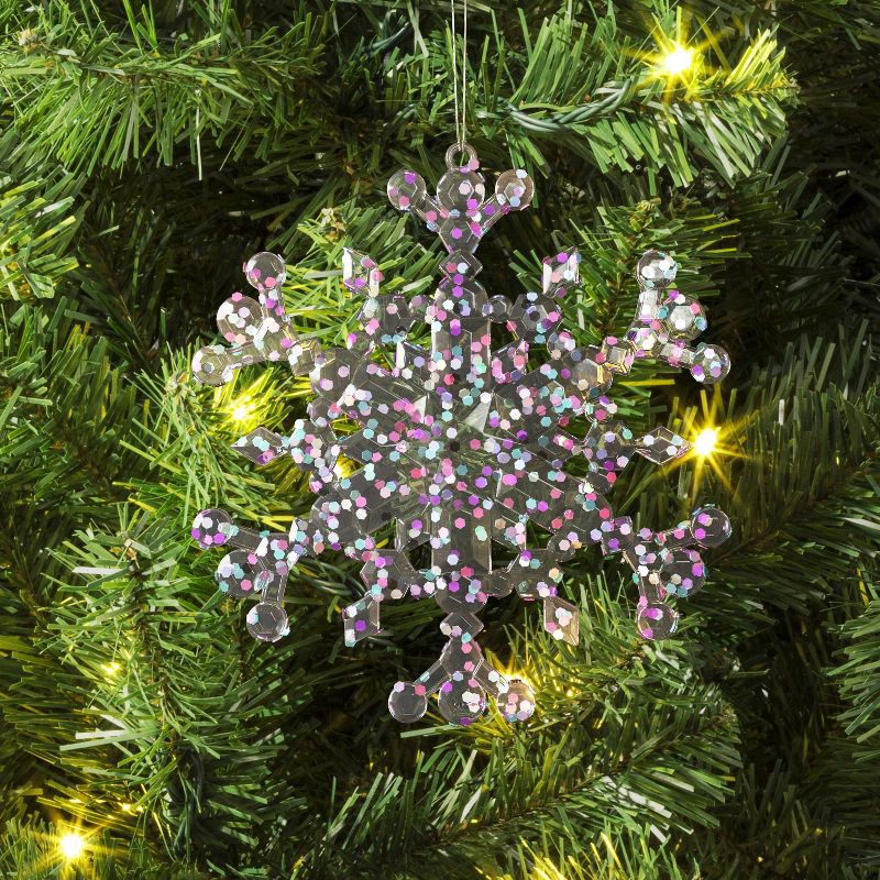 slide 2 of 3, 5" Christmas Iridescent Plastic Snowflake Ornament - Wondershop™, 1 ct
