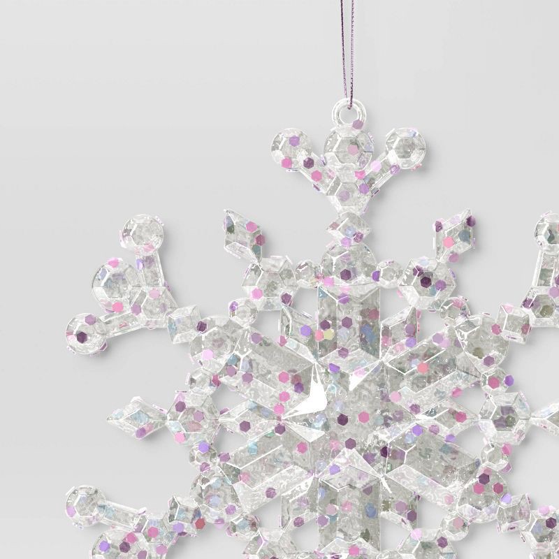 slide 3 of 3, 5" Christmas Iridescent Plastic Snowflake Ornament - Wondershop™, 1 ct