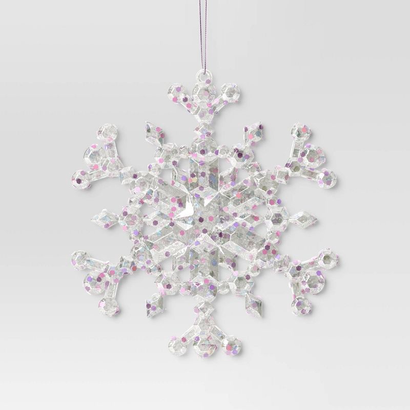slide 1 of 3, 5" Christmas Iridescent Plastic Snowflake Ornament - Wondershop™, 1 ct