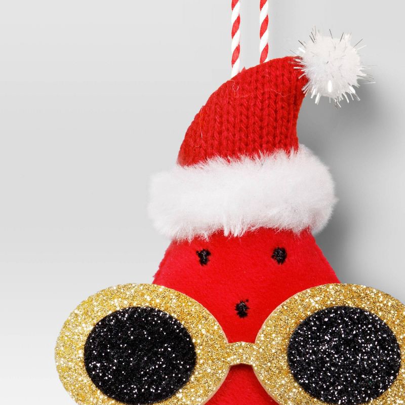 slide 3 of 3, 5" Christmas Fabric Fruit Watermelon Ornament - Wondershop™, 1 ct