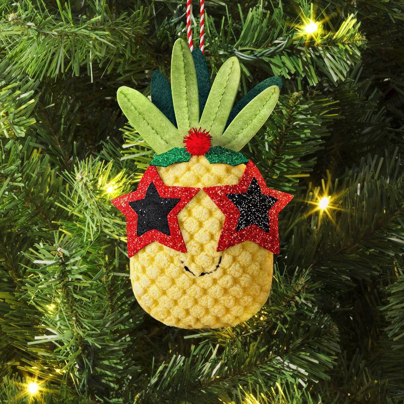 slide 2 of 3, 5" Christmas Fabric Pineapple Fruit Ornament - Wondershop™, 1 ct