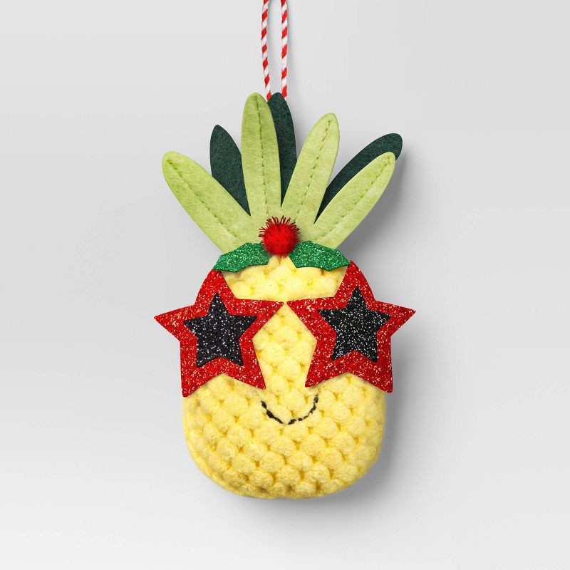 slide 1 of 3, 5" Christmas Fabric Pineapple Fruit Ornament - Wondershop™, 1 ct