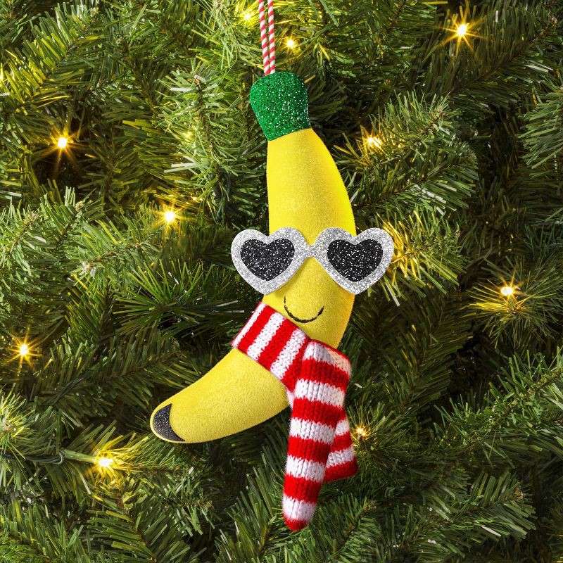 slide 2 of 3, 5" Christmas Fabric Fruit Banana Ornament - Wondershop™, 1 ct