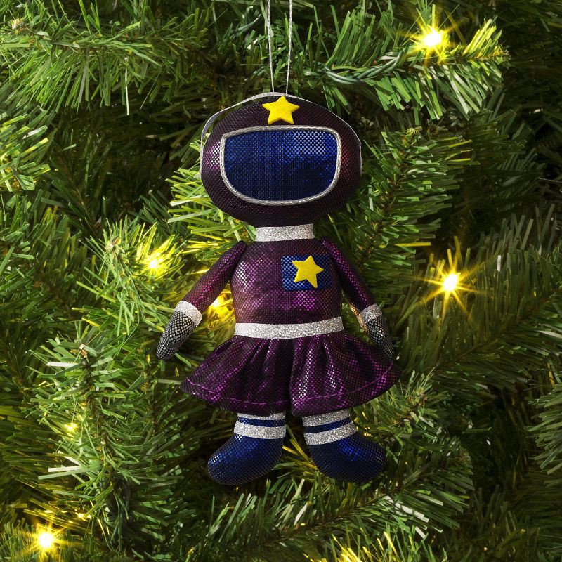 slide 2 of 3, 5.25" Christmas Fabric Metallic Space Girl Ornament - Wondershop™, 1 ct
