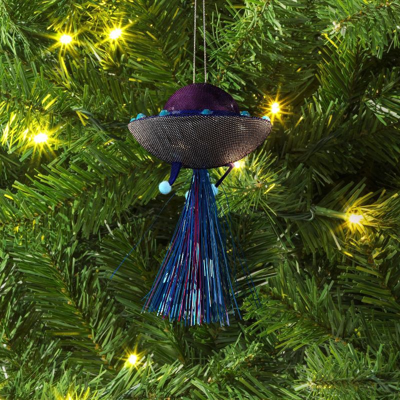 slide 2 of 3, 5.5" Christmas Fabric Metallic Space Ship Ornament - Wondershop™, 1 ct