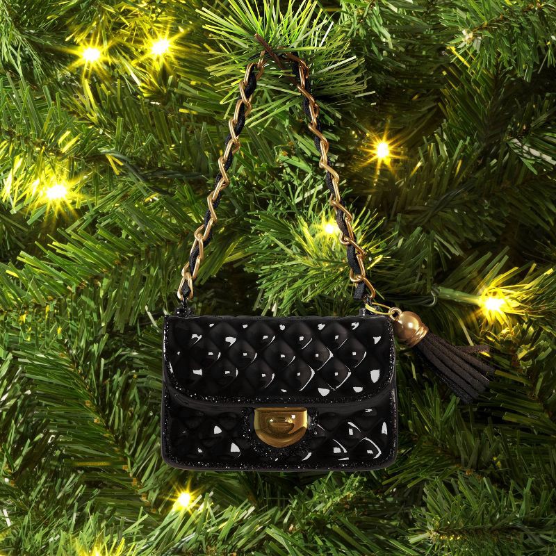 slide 2 of 3, 5.5" Christmas Glass Black Bag Ornament - Wondershop™, 1 ct