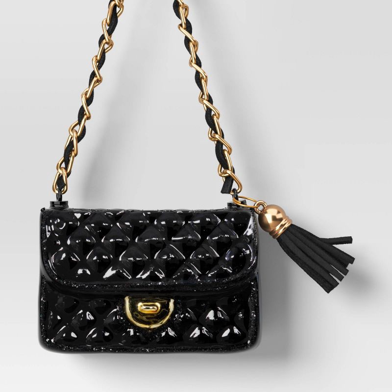 slide 1 of 3, 5.5" Christmas Glass Black Bag Ornament - Wondershop™, 1 ct