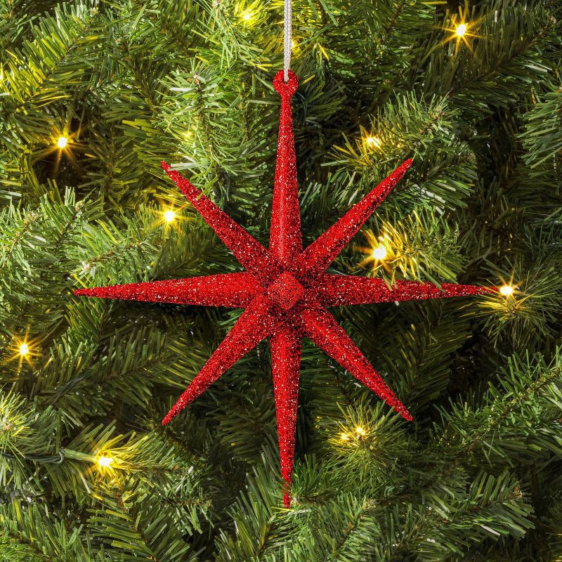 slide 2 of 3, 5.8" Christmas Plastic Spike Starburst Ornament Red - Wondershop™, 1 ct