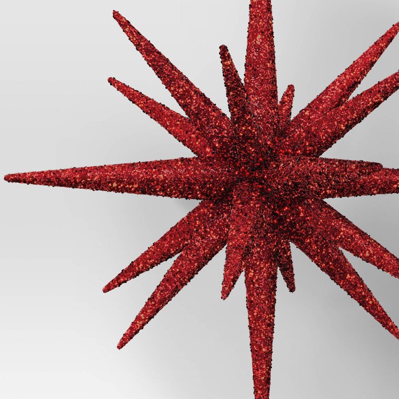 slide 3 of 3, 5.8" Christmas Plastic Spike Starburst Ornament Red - Wondershop™, 1 ct