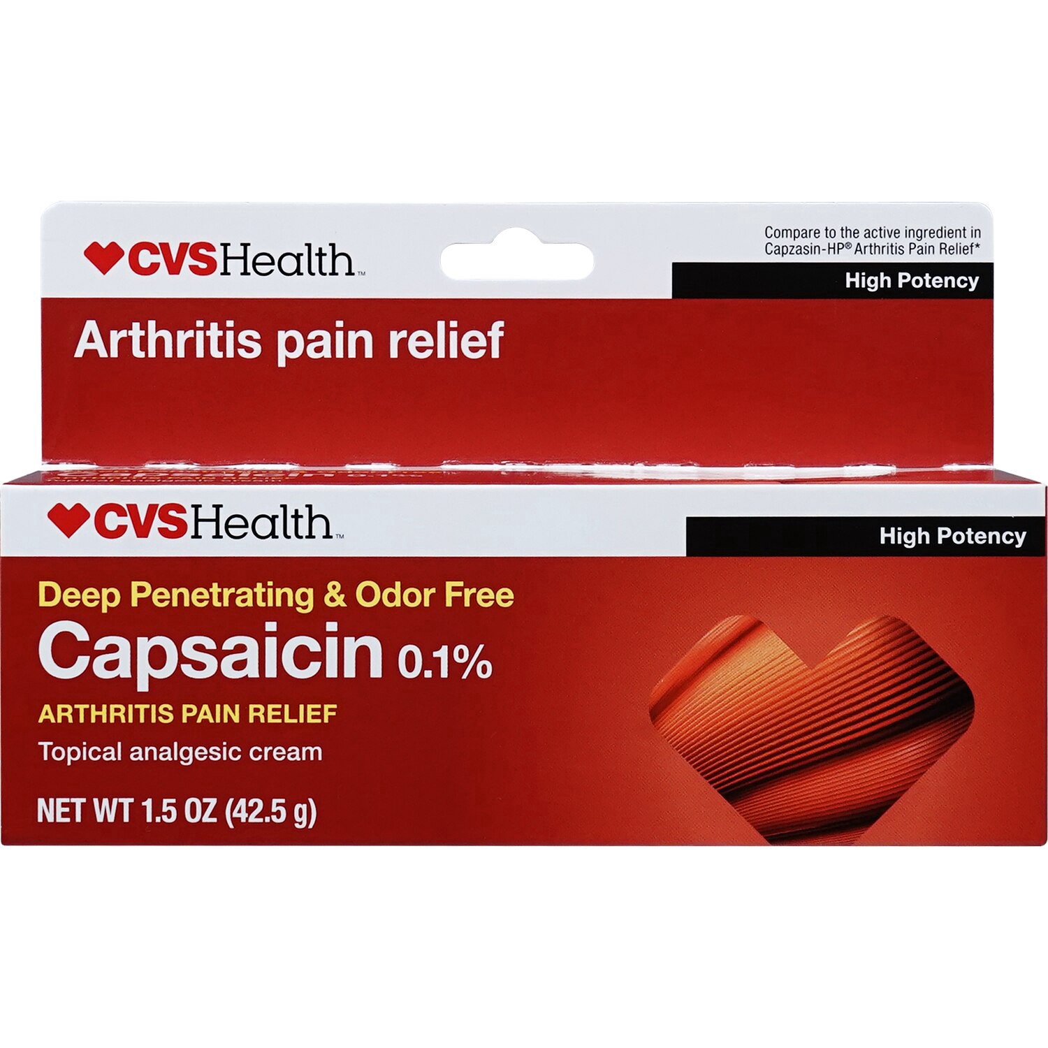 slide 1 of 1, CVS Health Arthritis Pain Relief Cream Capsaicin 0.1%, Deep Penetrating & Odor Free, 1.5 Oz, 1.5 oz
