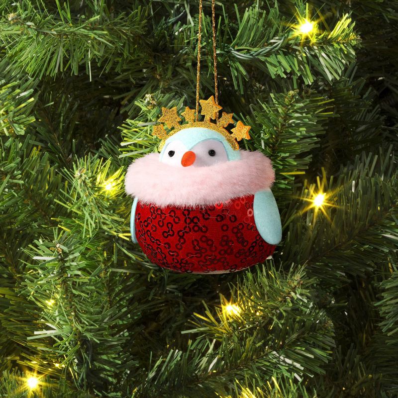 slide 2 of 3, Christmas Fabric Festive Party Featherly Friends™ with Tiara Ornament - Wondershop™, 1 ct