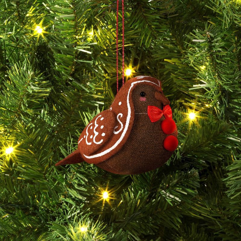 slide 2 of 3, Christmas Gingerbread Fabric Bird Ornament - Wondershop™, 1 ct